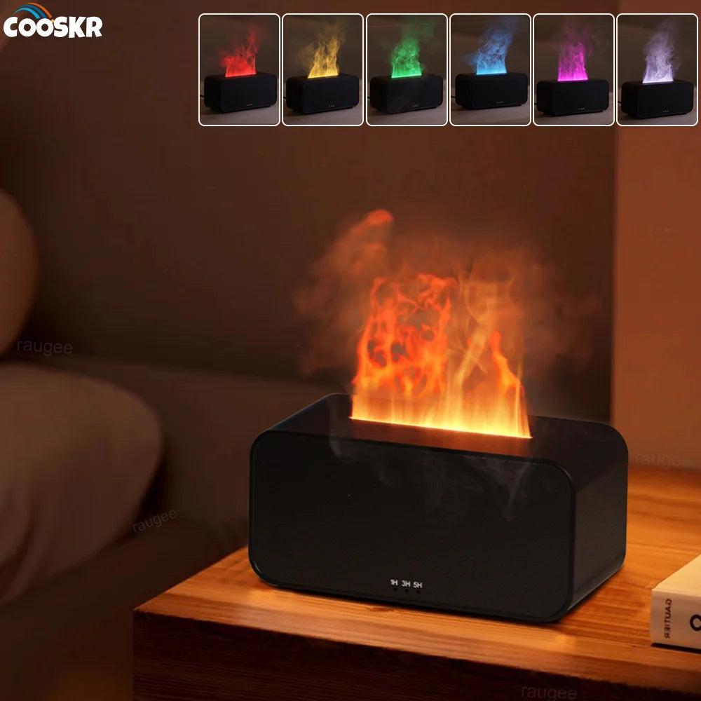 7-Color Flame Aromatherapy Humidifier – USB Essential Oil Diffuser