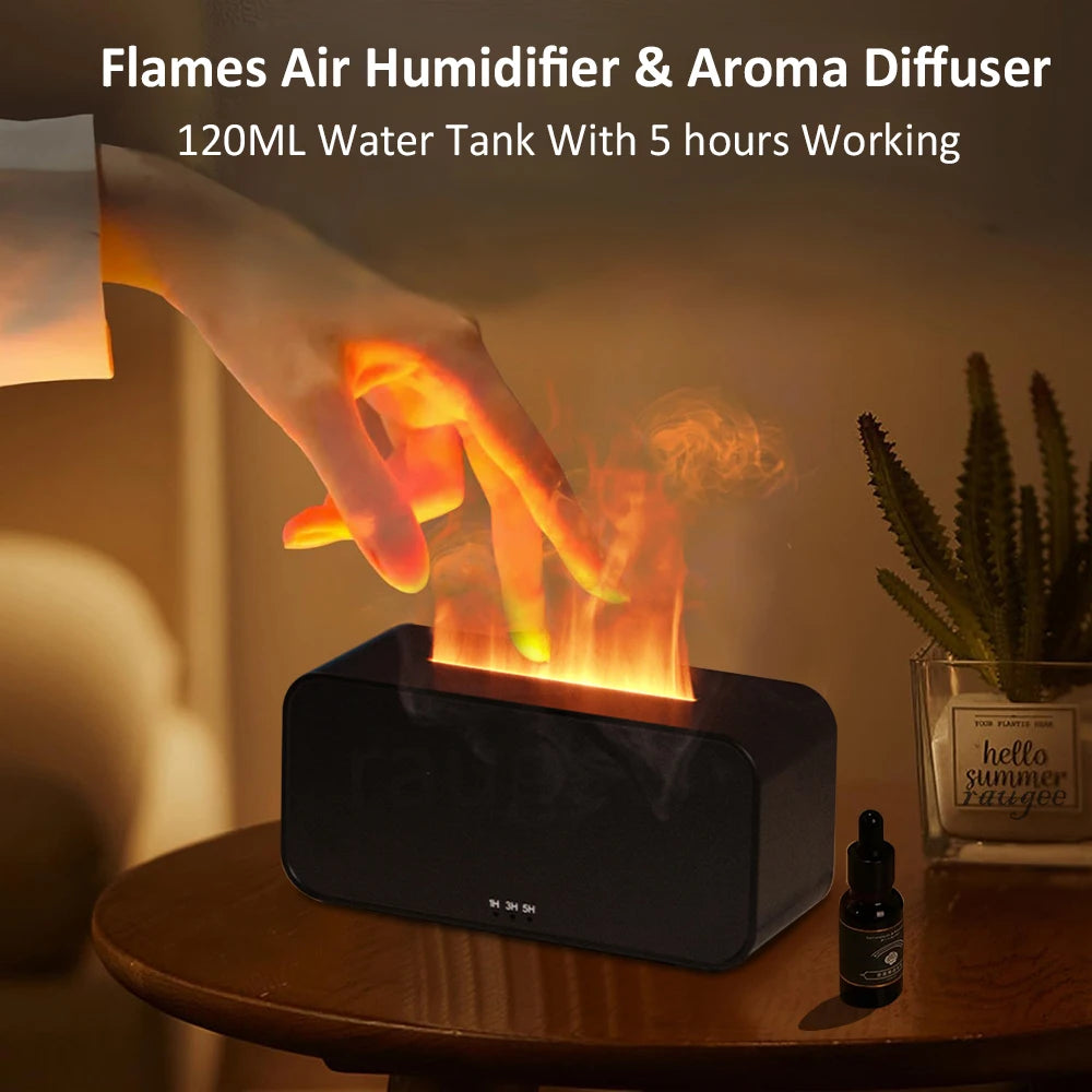 7-Color Flame Aromatherapy Humidifier – USB Essential Oil Diffuser