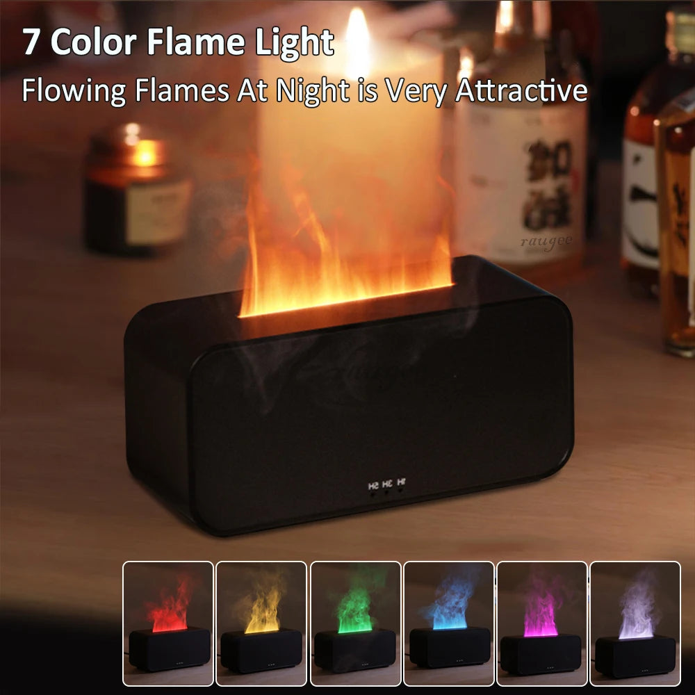 7-Color Flame Aromatherapy Humidifier – USB Essential Oil Diffuser