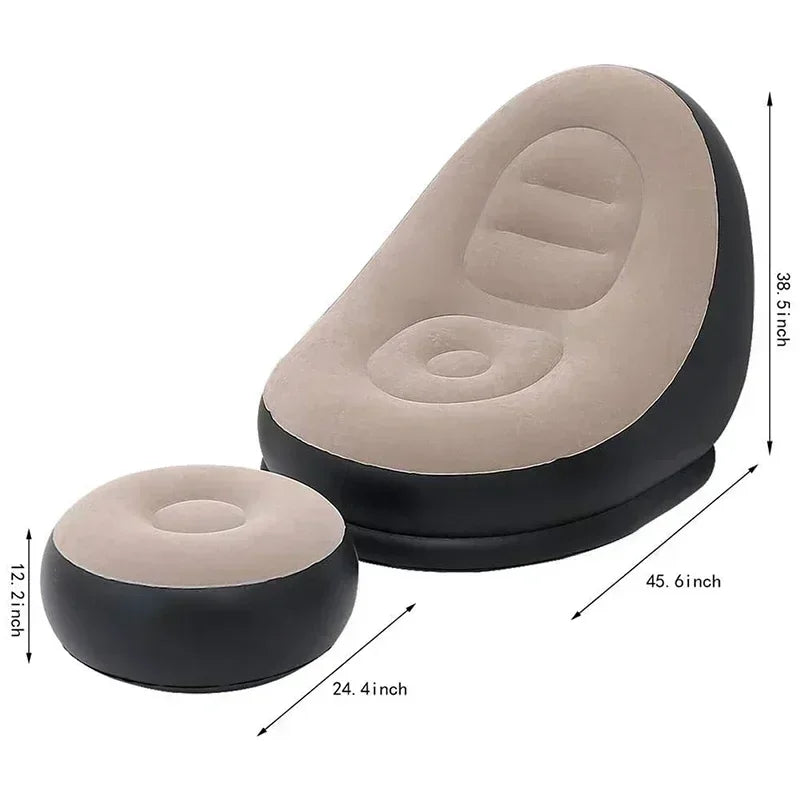 Lazy Couch Sofas - Inflatable Foldable Recliner Outdoor Sofa Bed with Stirrups